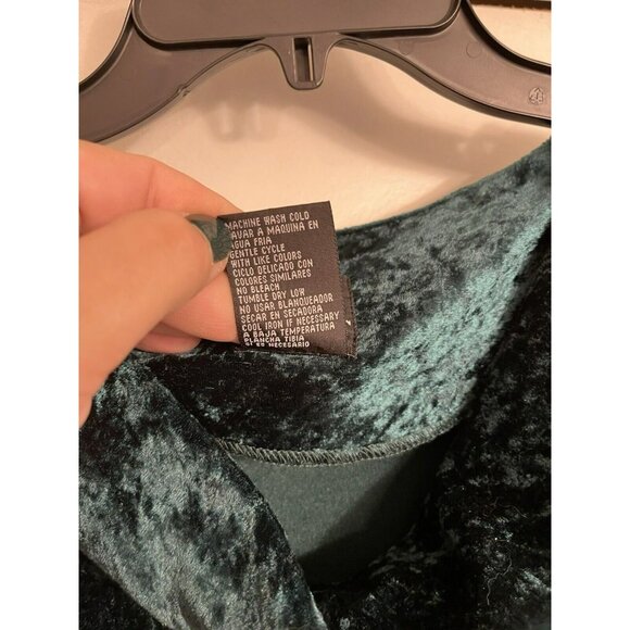 Emerald Green Velvet Dress Midi Cowl Neck Cap Sleeve Witchy Whimsygoth Sz 12 Vtg - Picture 4 of 8